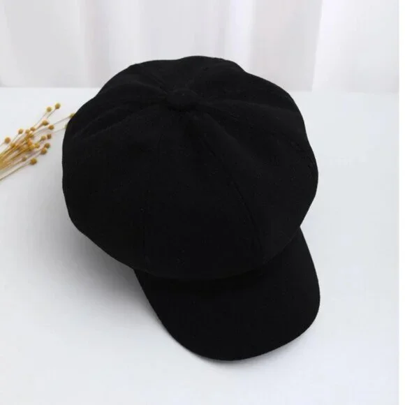 Minimalist Newsboy Baker Boy Cap Black - Picture 6 of 6